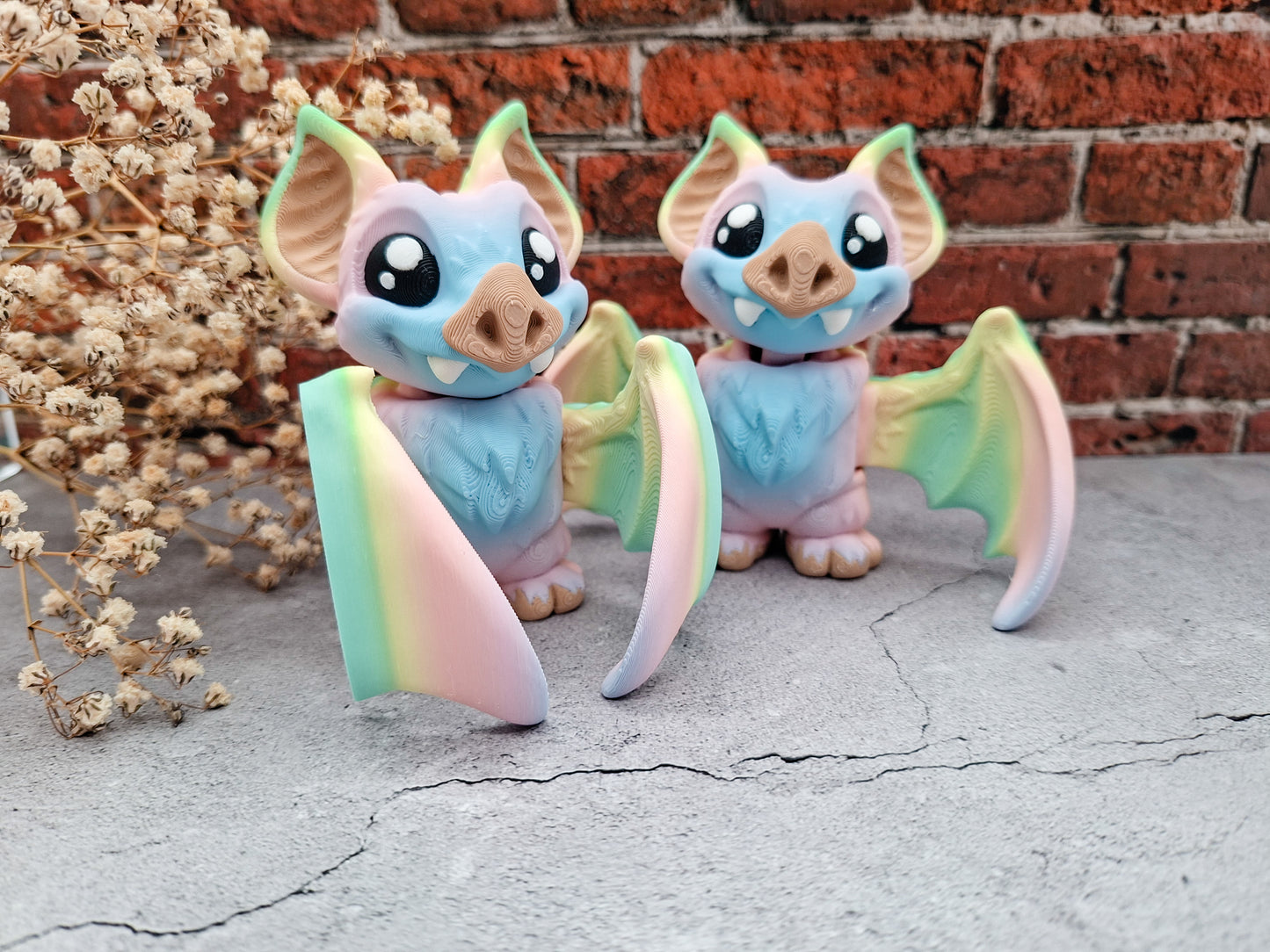 Kawaii Fledermaus – Regenbogenfarben • 3D-gedruckte Fantasy-Figur