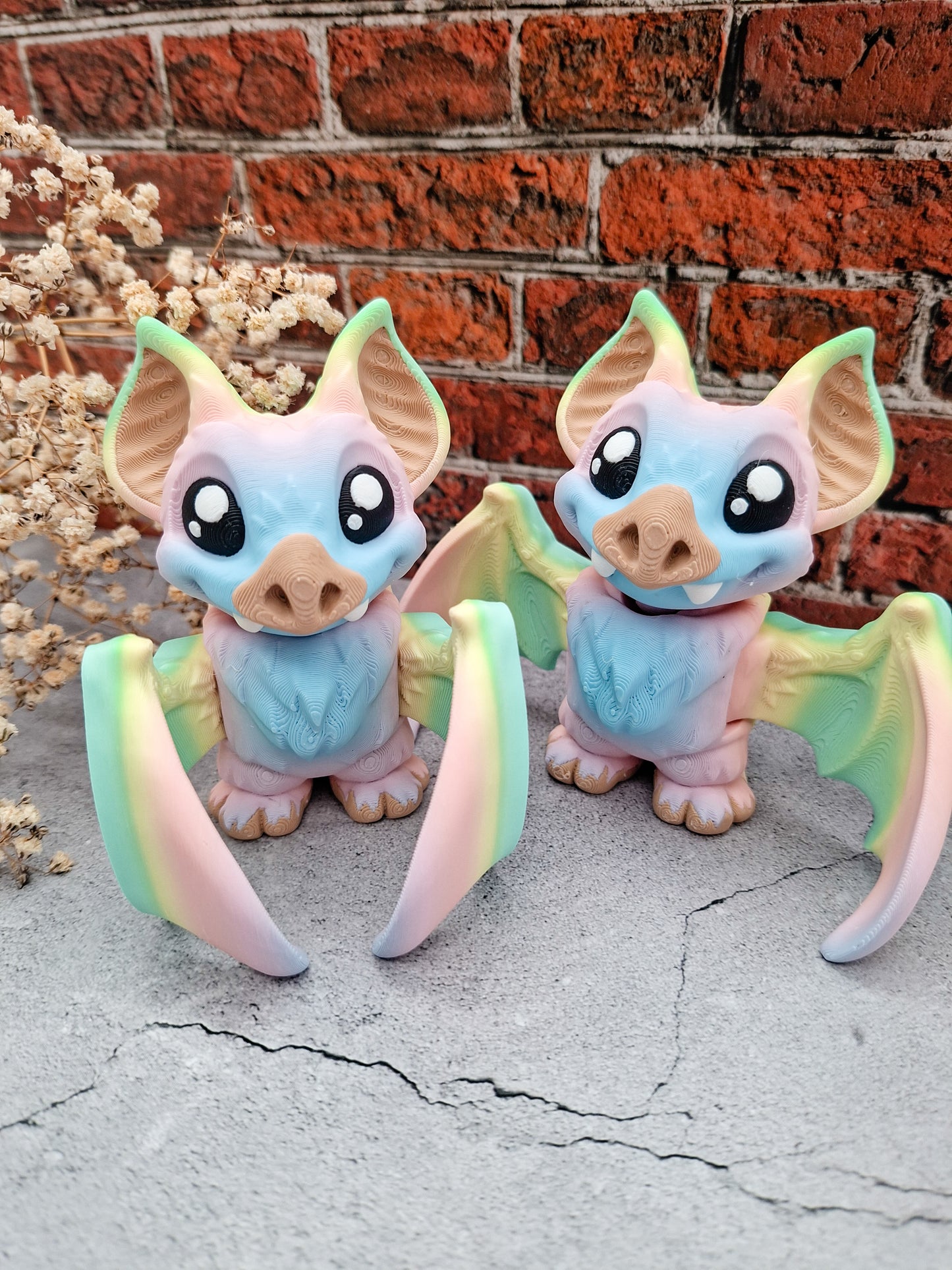 Kawaii Fledermaus – Regenbogenfarben • 3D-gedruckte Fantasy-Figur