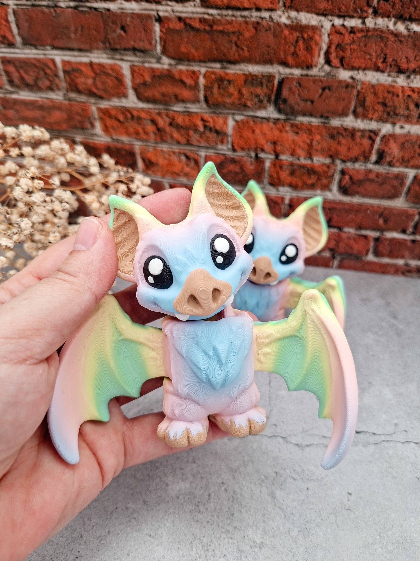 Kawaii Fledermaus – Regenbogenfarben • 3D-gedruckte Fantasy-Figur