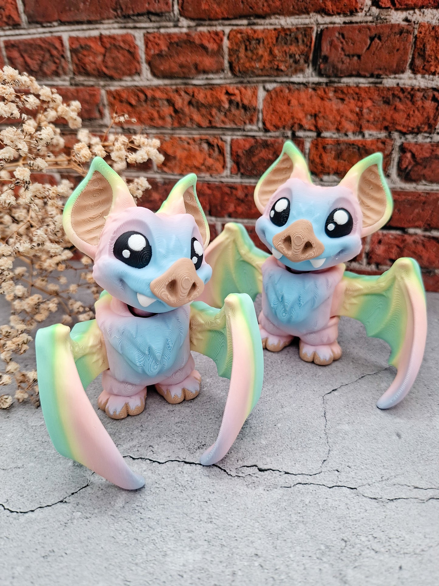 Kawaii Fledermaus – Regenbogenfarben • 3D-gedruckte Fantasy-Figur