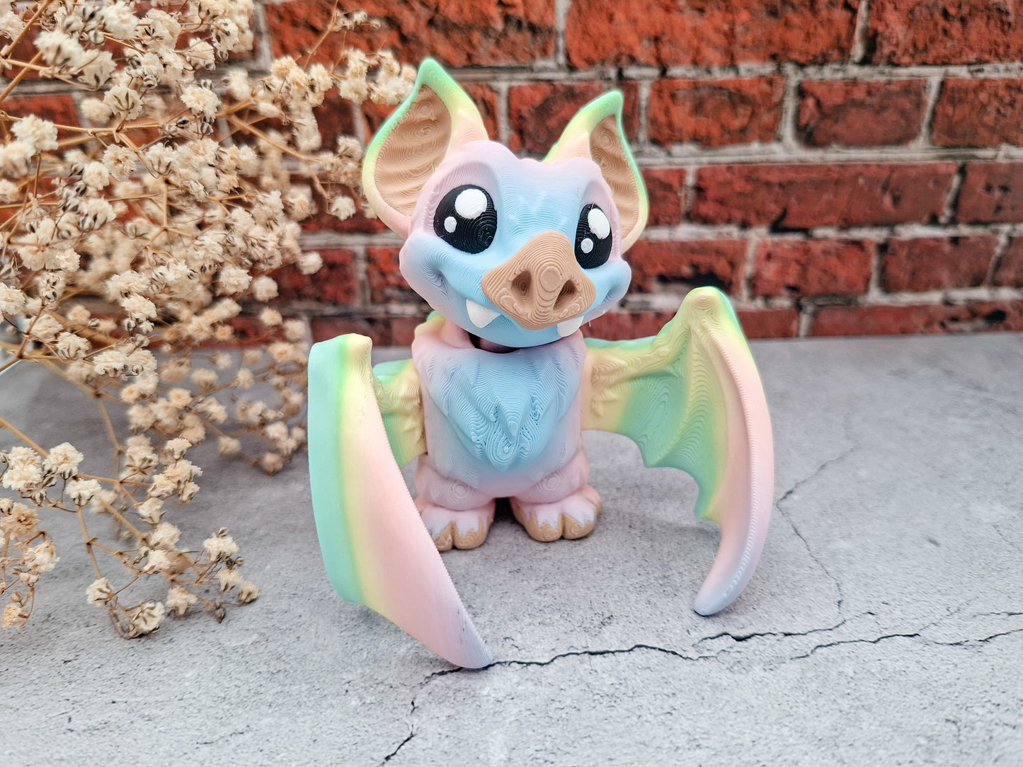 Kawaii Fledermaus – Regenbogenfarben • 3D-gedruckte Fantasy-Figur