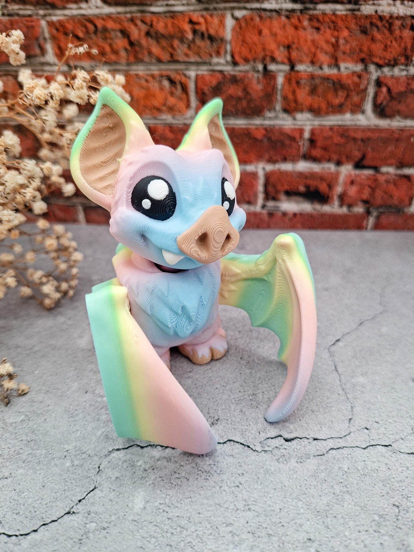 Kawaii Fledermaus – Regenbogenfarben • 3D-gedruckte Fantasy-Figur