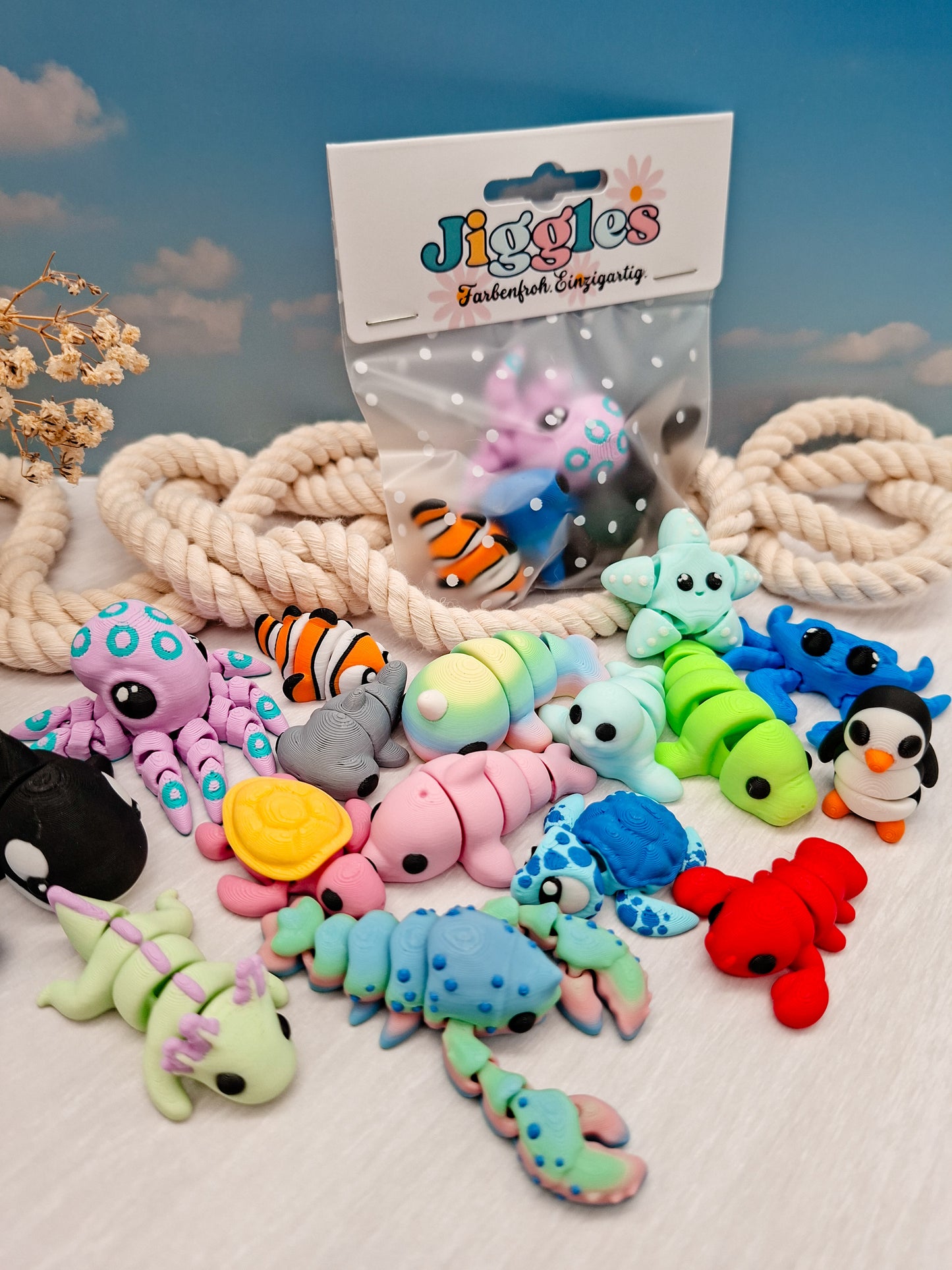 🐠 Jiggle Ocean Friends – 4er-Set Mini-Meerestiere