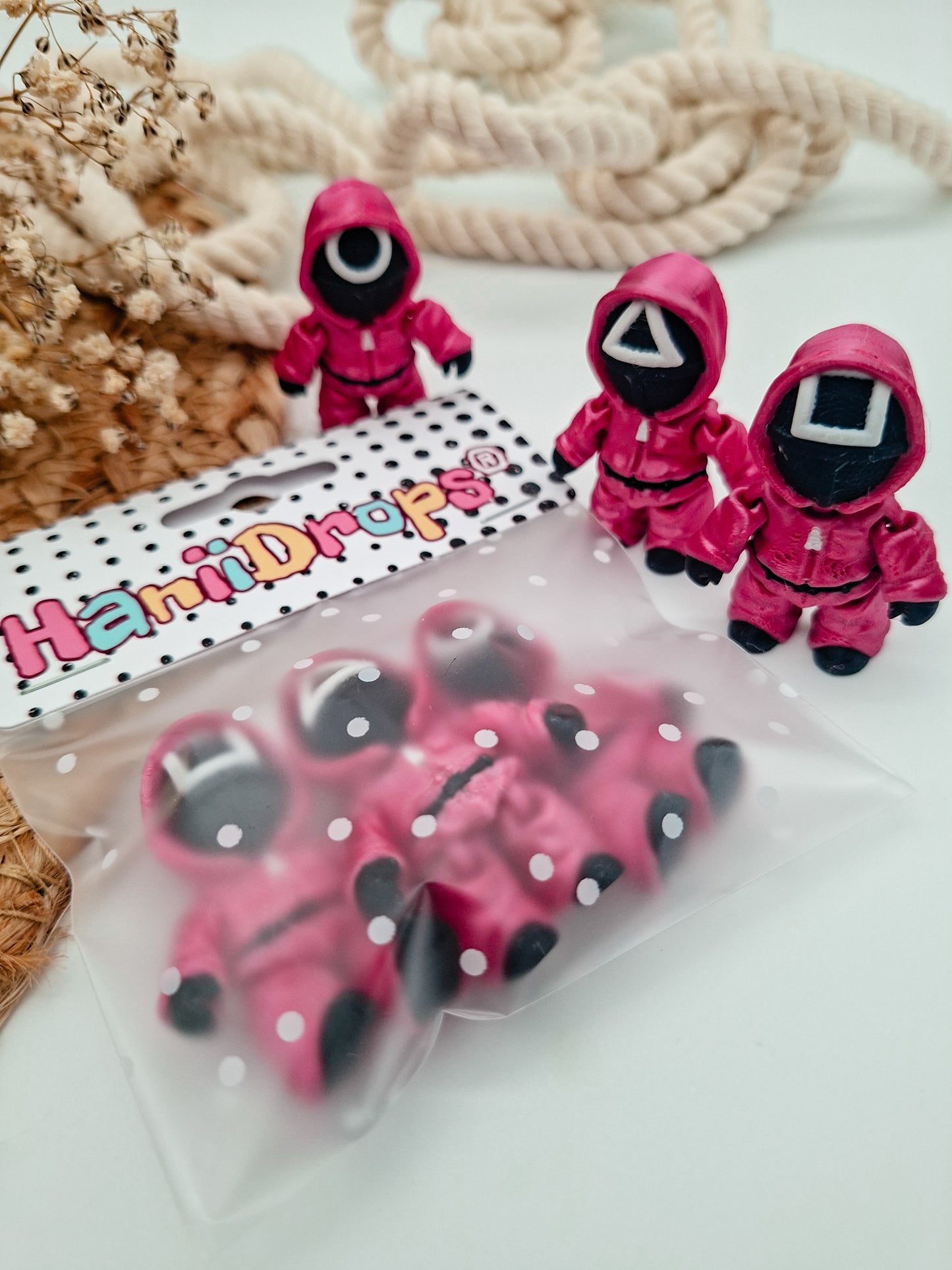 3er Mini-Figuren-Set – KinoWächter in Pink | Flexi-Figuren im Kawaii-Stil | 3D-gedruckt & handverpackt