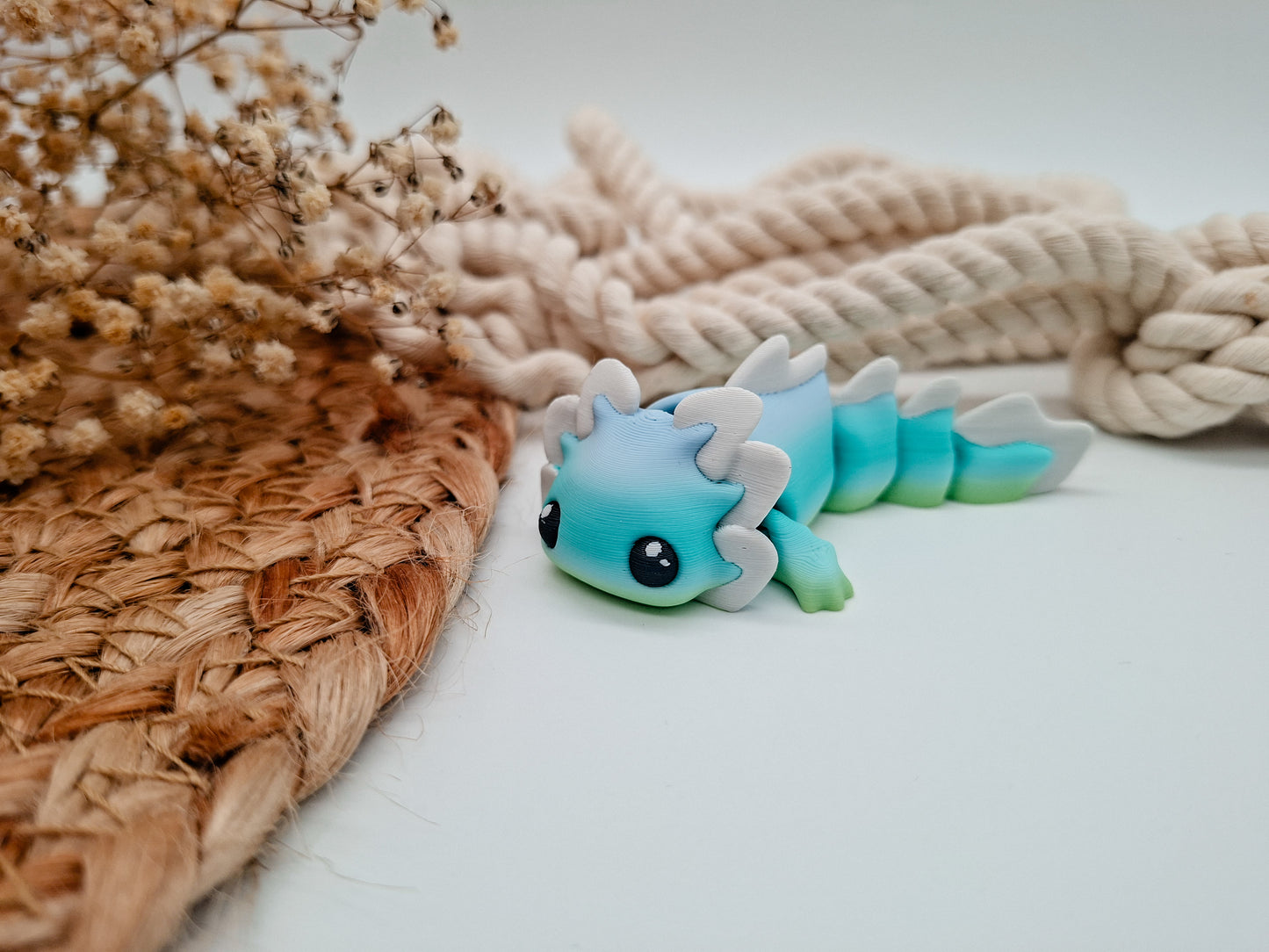 Farbenfrohe 3D-Axolotl – deine verspielten Begleiter
