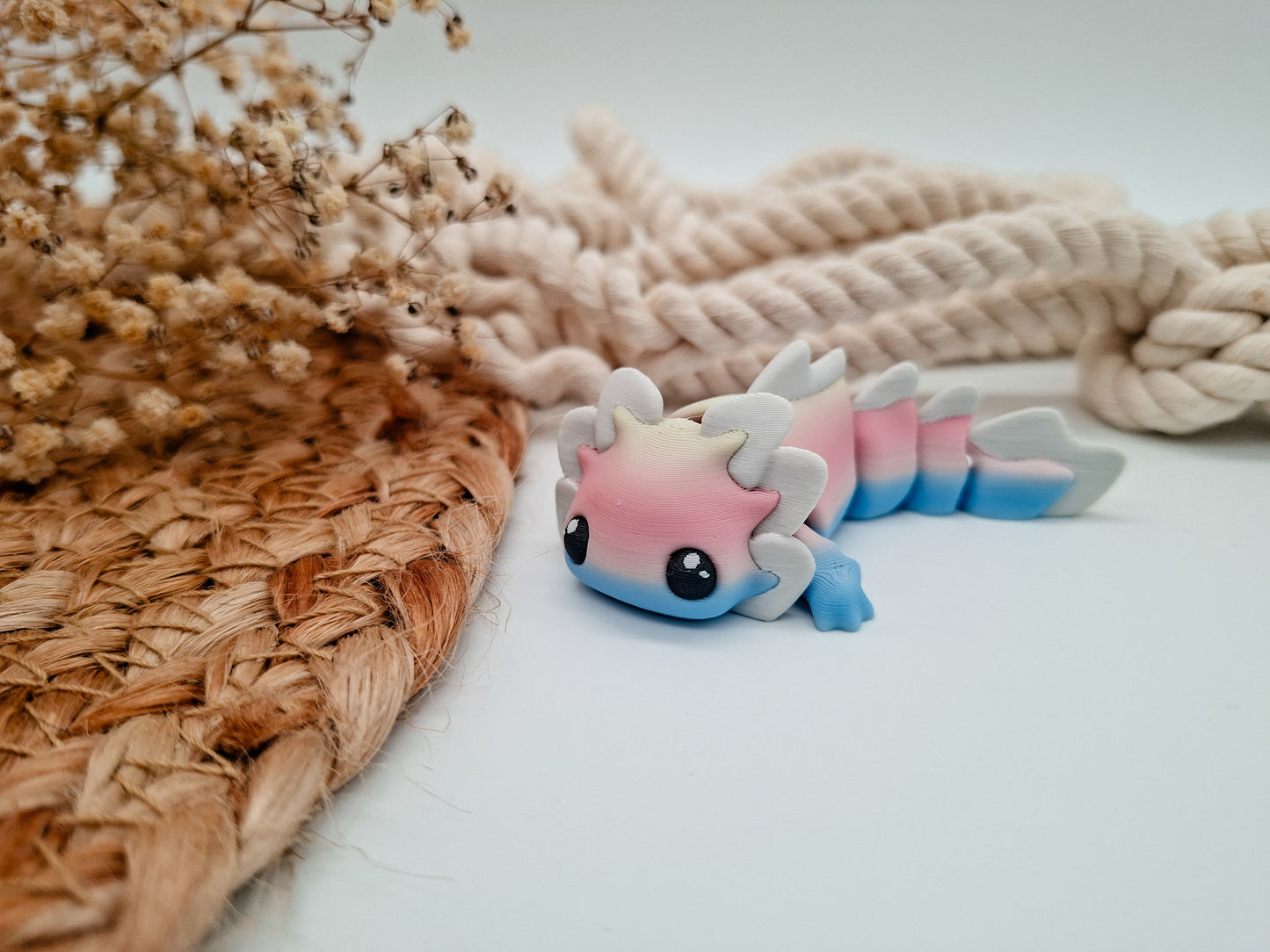 Farbenfrohe 3D-Axolotl – deine verspielten Begleiter
