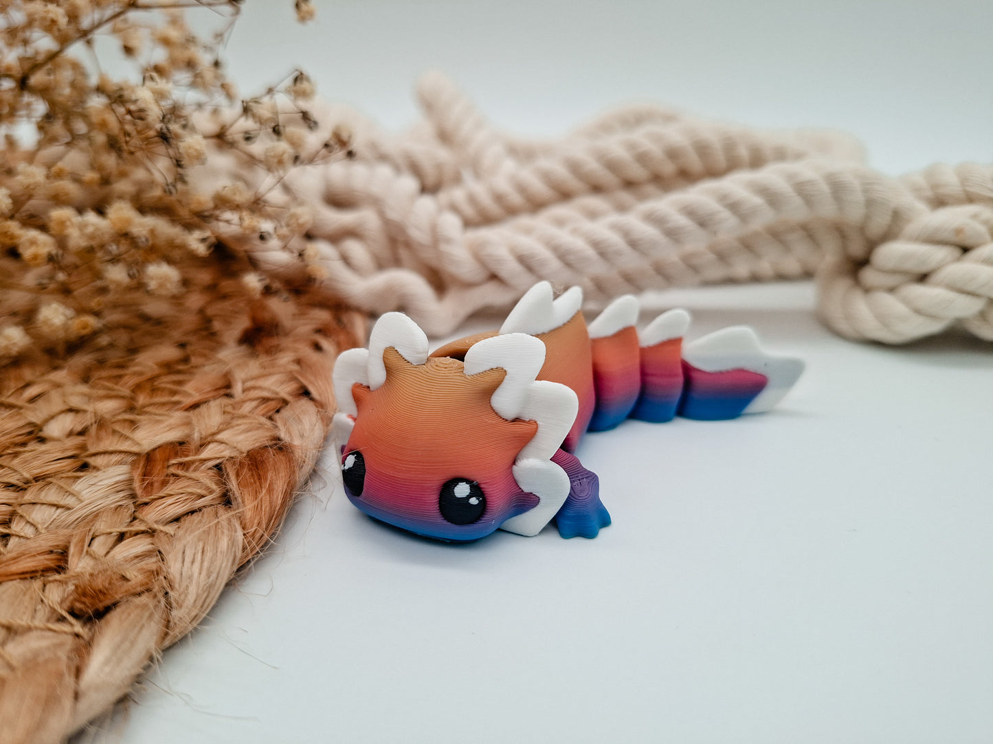 Farbenfrohe 3D-Axolotl – deine verspielten Begleiter