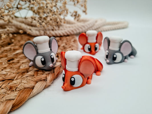 3d gedruckte Maus mit Kochmütze