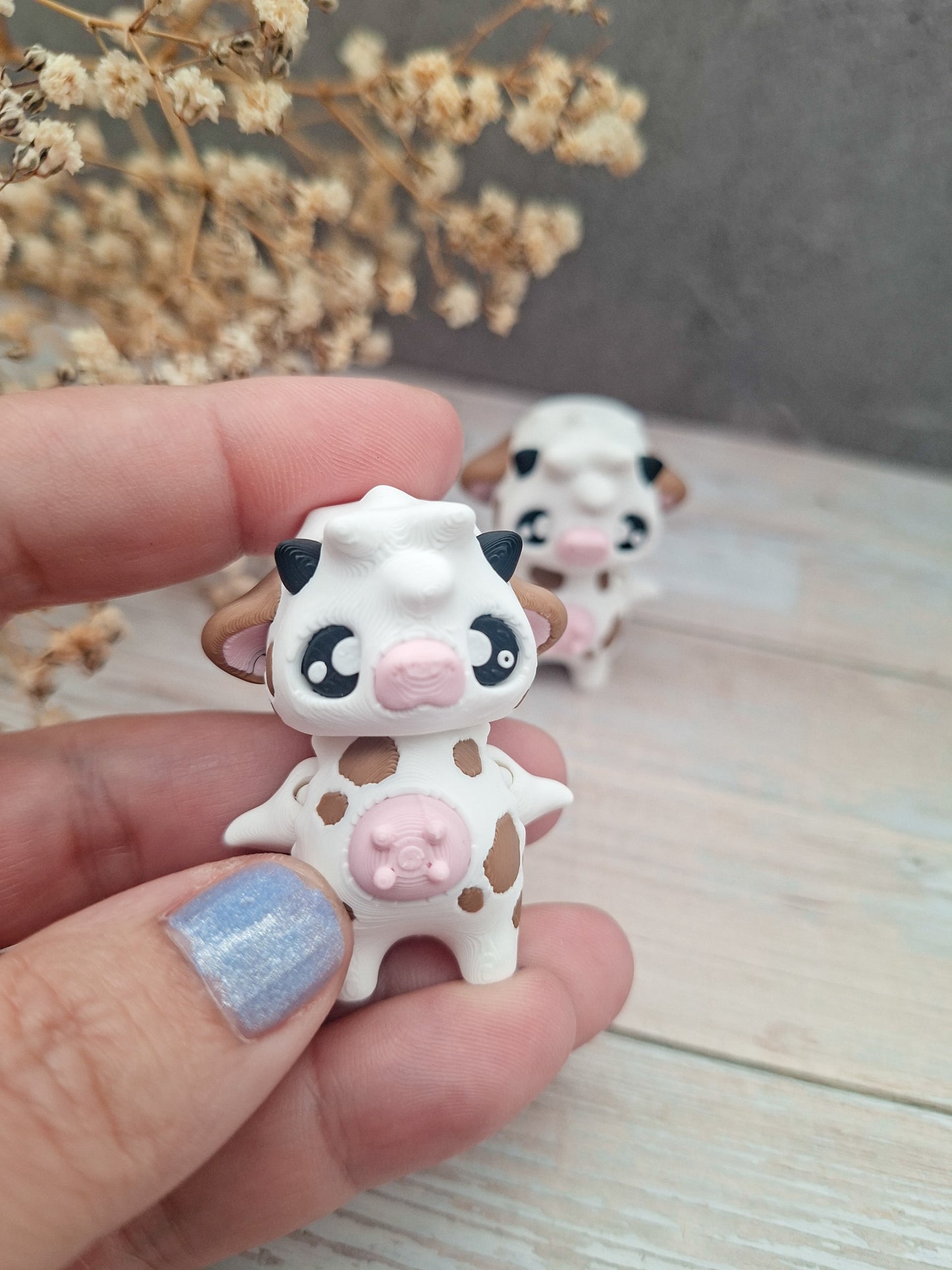 Kuh-Pixie – Mini 3D-Figur mit Bauernhof-Charme