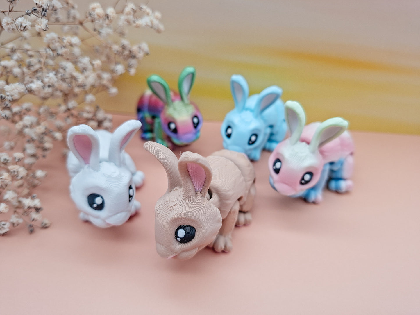 Kawaii-Hasen – 3D-gedruckte Sammelfiguren in sanften Farben