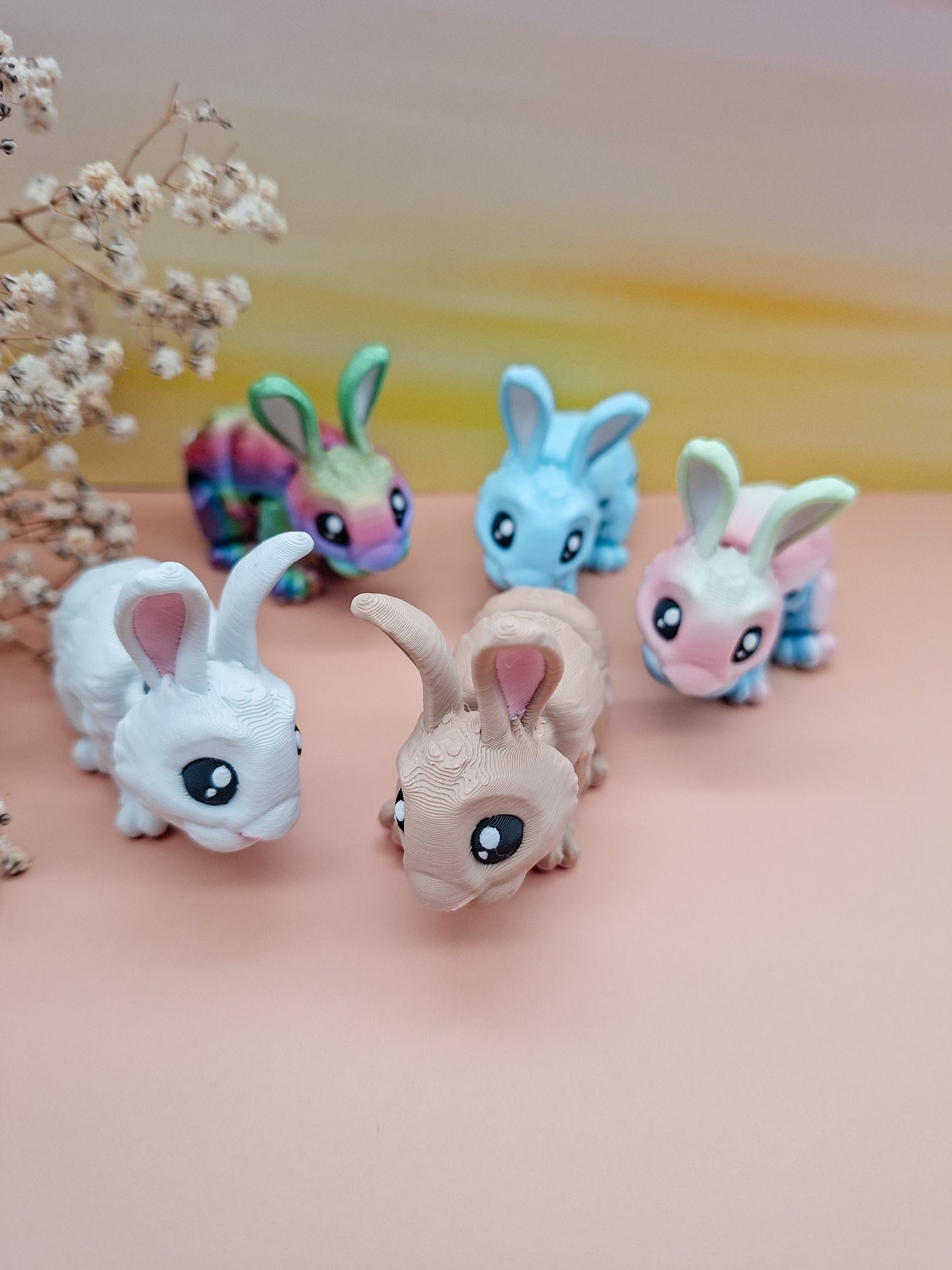Kawaii-Hasen – 3D-gedruckte Sammelfiguren in sanften Farben
