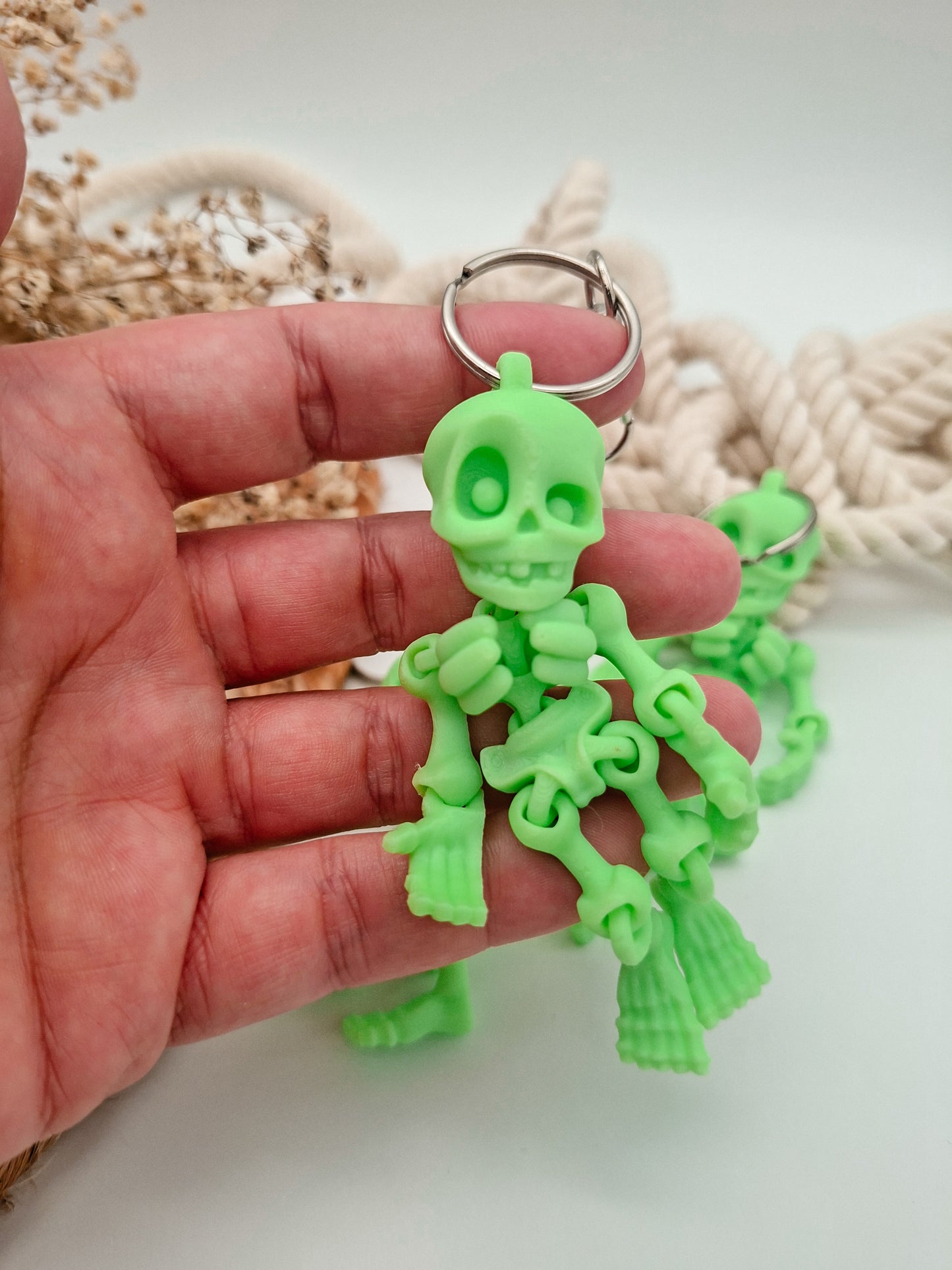 Flexi-Skelett Schlüsselanhänger – Bewegliche Mini-Figur • Halloween Deko • 3D-gedruckt • Geschenkidee ab 14 • Handmade