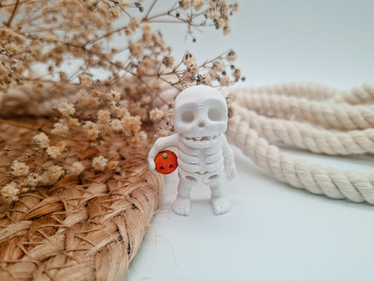 Jiggle Tiny Skelett mit Kürbis - Bunte 3D-Mini-Figuren zum Verschenken und Sammeln