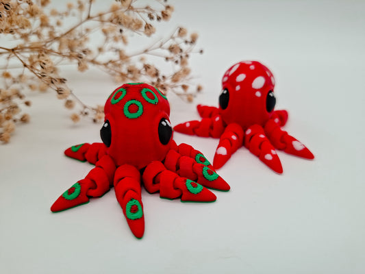 Weihnachts-Jiggle Oktopus – 3D-gedruckte Mini-Figuren | Nachhaltige Weihnachtsgeschenke für Kinder & Sammler