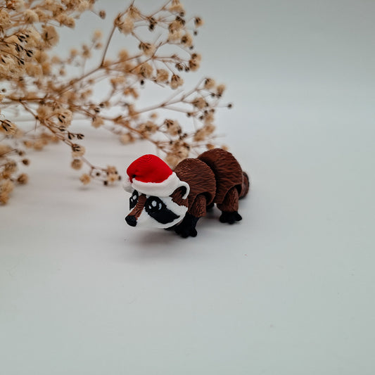 Weihnachts-Jiggle Waschbär – 3D-gedruckte Mini-Figuren | Nachhaltige Weihnachtsgeschenke für Kinder & Sammler