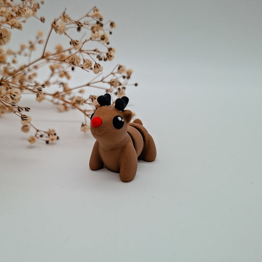 Weihnachts-Jiggle Rentier – 3D-gedruckte Mini-Figuren | Nachhaltige Weihnachtsgeschenke für Kinder & Sammler