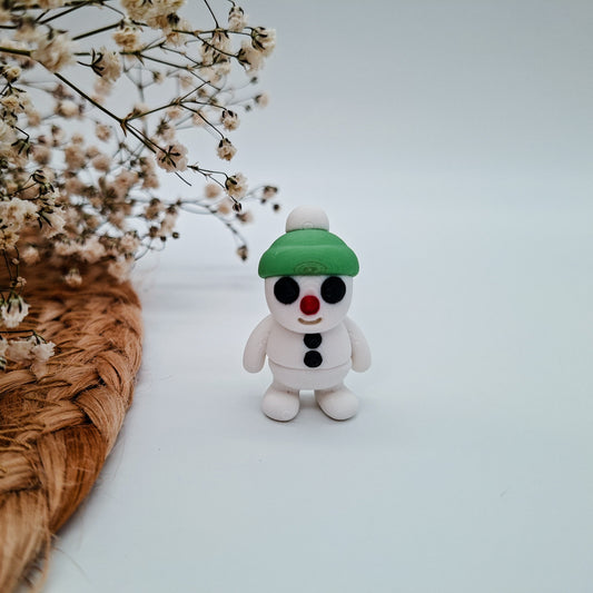 Weihnachts-Jiggle Tiny Schneemann mit Mütze – 3D-gedruckte Mini-Figuren