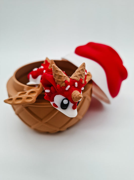 Flexi Zuckerrauschdrache mit Ei - 3D-gedruckte, bewegliche Figur