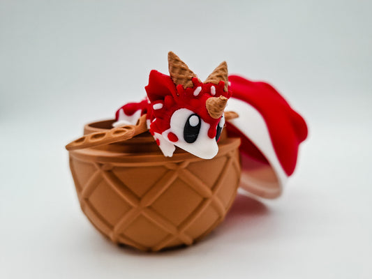 Flexi Zuckerrauschdrache mit Ei - 3D-gedruckte, bewegliche Figur